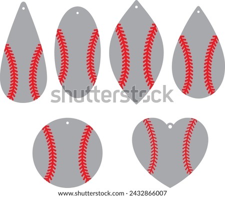 Baseball earrings, summer earrings bundle, sport earring, earring for glowforge, laser cut earring, vector illustration file