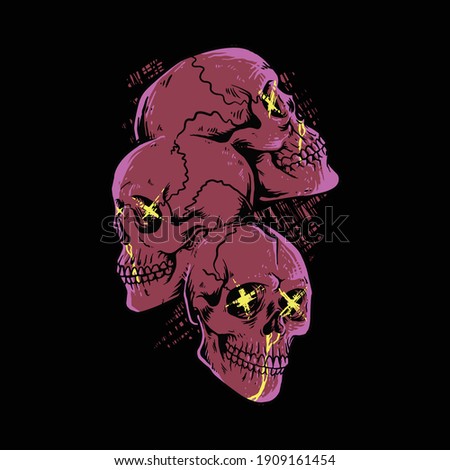 Skulls horror pop art graphic illustration vector art t-shirt design