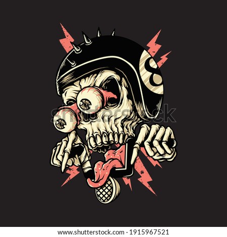 Skull biker rider horror graphic illustration vector art t-shirt design Сток-фото © 