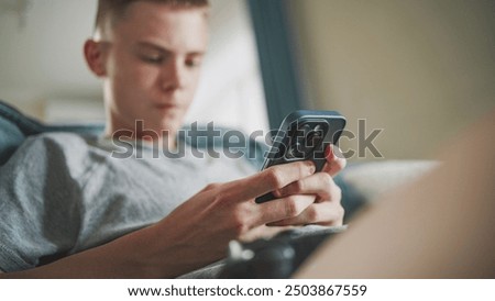 Similar – Image, Stock Photo boy with smartphone