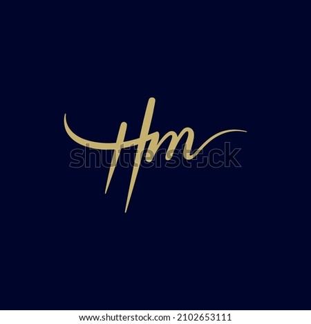 Hm handwritten logo, H and m monogram logo template, H m signature vector Stock fotó © 