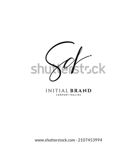 SD initial signature logo. Handwriting logo template vector