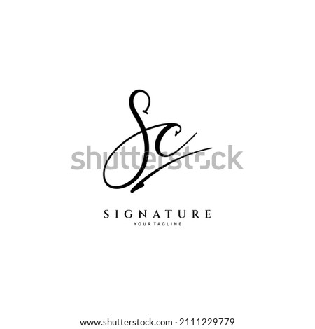 SC handwritten logo template. Initial signature vector