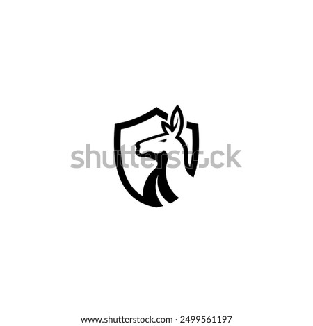 kangaroo logo with shield combination in flat vector design style