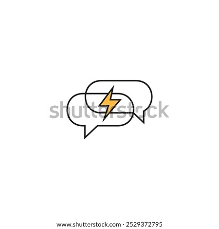 chat icon logo with lightning symbol in linear design