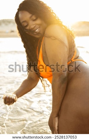 Similar – Image, Stock Photo Woman bathing in the sea