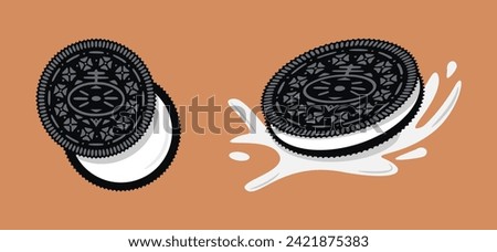 Oreo cookie with a white circle on top makes a creative and delicious snack concept for food and dessert advertisements.