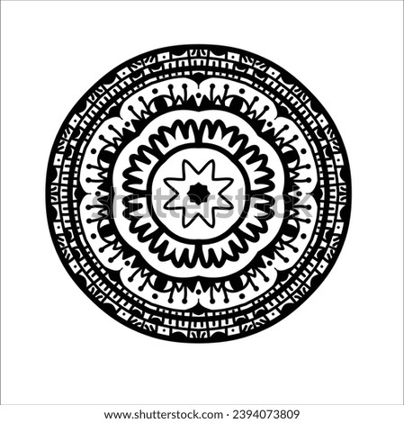 Vintage Round Ornament Pattern. Ornament black white card with mandala. Geometric circle element made in vector. folk art bohemian style, ethnic mandala