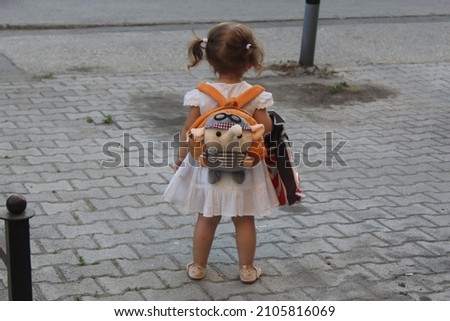 Similar – Image, Stock Photo Little girl waiting for her mom