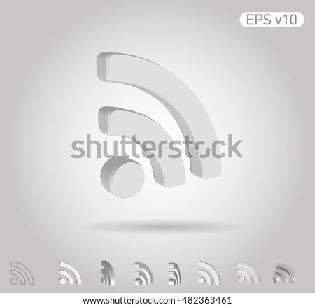 3d vector icon of WIFI on white background with shadow. Include original view and different angles.