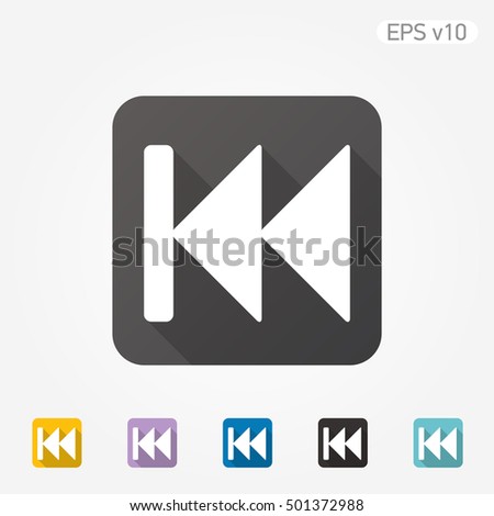 Colored icon of Skip to the start or previous file, track, chapter symbol with shadow