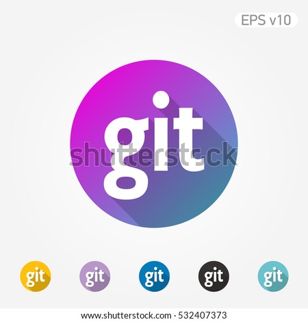 Colored icon of git word with shadow