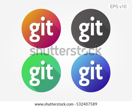Colored icon of git word with shadow