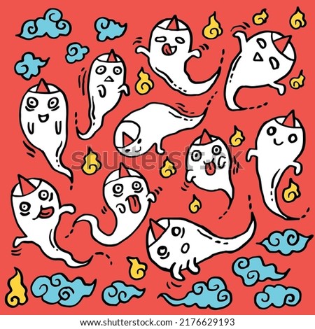 Vector Illustration of Chinese Ghost Festival celebration. And is known as Hungry Ghost Festival.