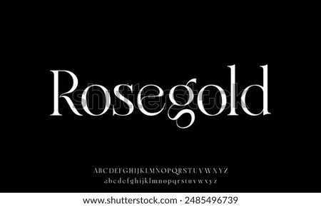 Elegant luxury minimalist alphabet display font vector with swoosh alternate style illustration. Beautiful sharp serif typography style