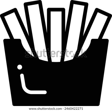 A black and white drawing of a bowl of french fries. The fries are cut into long thin strips and are arranged in a way that they look like they are in a bowl