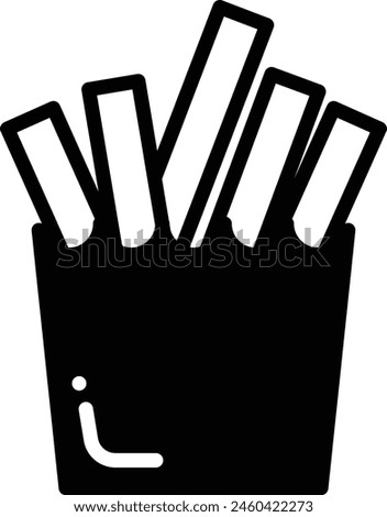 A black and white drawing of a bowl of french fries. The fries are cut into long thin strips and are arranged in a way that they look like they are in a bowl