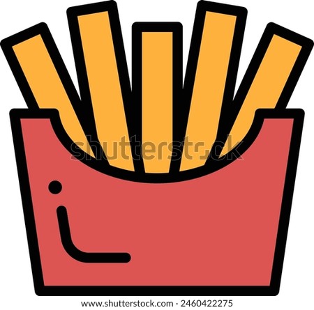 A black and white drawing of a bowl of french fries. The fries are cut into long thin strips and are arranged in a way that they look like they are in a bowl