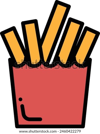 A black and white drawing of a bowl of french fries. The fries are cut into long thin strips and are arranged in a way that they look like they are in a bowl