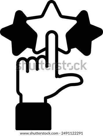 A hand pointing to three stars. The hand is pointing to the stars to indicate that they are important or worthy of recognition