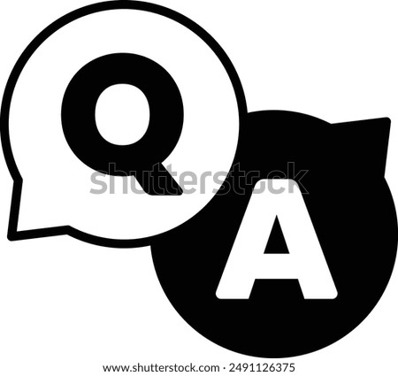 A black and white logo with a Q and A on it. The Q is on the left and the A is on the right