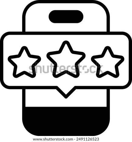 A phone with three stars on it. The stars are placed in a row and are pointing upwards