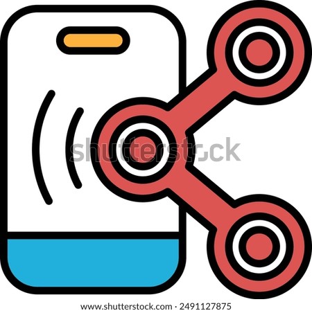 A phone with a black background and three circles on it. The circles are connected to each other and the phone