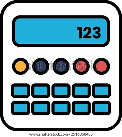 A calculator with the numbers 123 on it