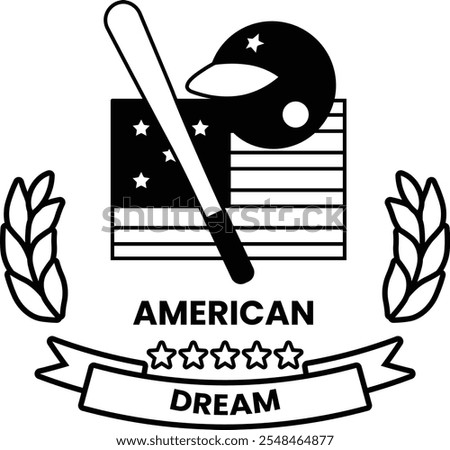 A baseball logo with a bat and a helmet on top of an American flag