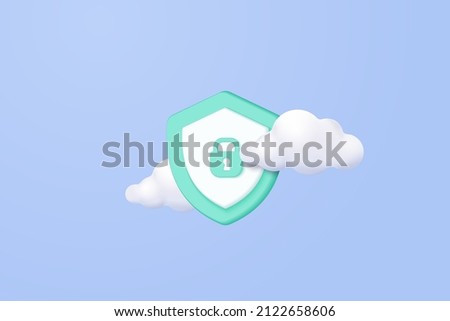 3D password secure for online payment on cloud blue sky background concept, user account for 3d security with payment protection on isolated vector render cloud 3d in blue background