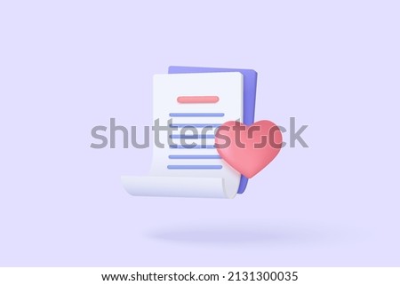 3d bookmark or favorite vector icon concept. 3d white clipboard task management todo check list. Reading mark symbol on website. love content for note book. 3d vector render isolated on background