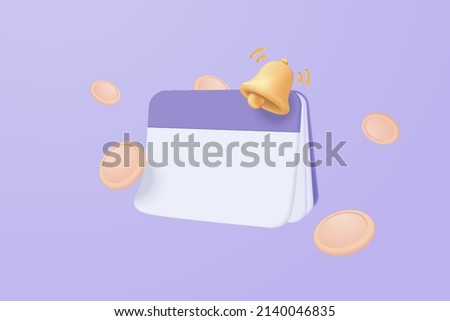 3d bank account book floating transaction with money coin, money saving minimal concept. Finance accounting and payment Internet banking. 3d book bank vector render isolate purple pastel background