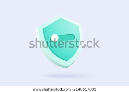 3D shield protection icon with check for online payment on white background concept, user account for 3d security with payment protection on isolated vector render background