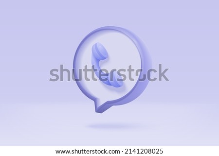 3d minimal call phone and bubble talk on blue background. Talking with service support hotline and call center icon concept. 3d vector render telephone for contact customer on isolated background