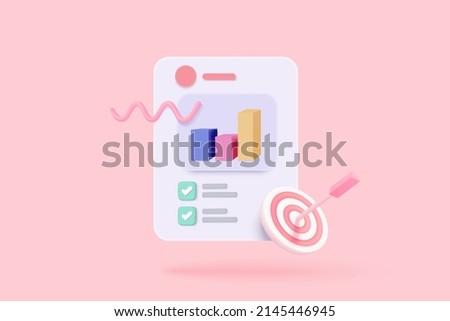 Leadership for successful new idea. Excellent business graph on background. under creative solution concept in 3D vector render on pink background. 3d goal for business, bank, finance, investment