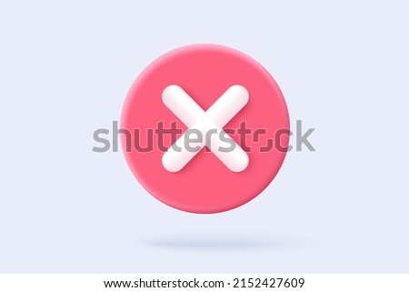3d check wrong alert icon on white background. negative check list button choice for false, correct, tick, problem, 3d alert fail on application. emergency icon vector 3D rendering illustration Foto stock © 