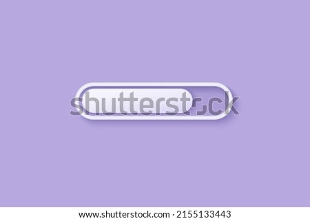 3D loading bar icon on purple background. Project progress data for interface mobile app, website with minimal cartoon concept. 3D vector battery power status with shadow render illustration