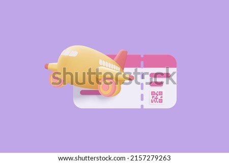 3D airline boarding pass ticket, ready for tourism and travel planning a summer vacation concept. Ticket for travel agency, booking service. 3d vector passenger airplane ticket render illustration