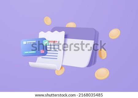3d bank account book, passbook with credit card, financial online and transaction, fund transfer, business invoice bill, 3d banking payment receipt concept, 3d bank icon vector render illustration Stockfoto © 