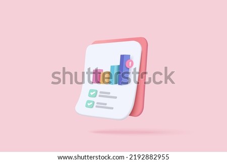 3d clipboard with business idea icon on project plan, fast progress, analytics icon. Business invoice bill expenses idea, checklist planning for target 3d concept. 3d icon vector render illustration