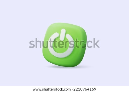 3d power start button icon isolated on white background. web push-button power on and off, correct, tick, problem, fail on application. 3d emergency switch icon vector with shadow render illustration