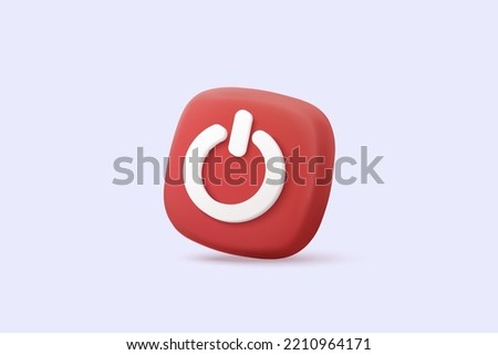 3d power start button icon isolated on white background. web push-button power on and off, correct, tick, problem, fail on application. 3d emergency switch icon vector with shadow render illustration