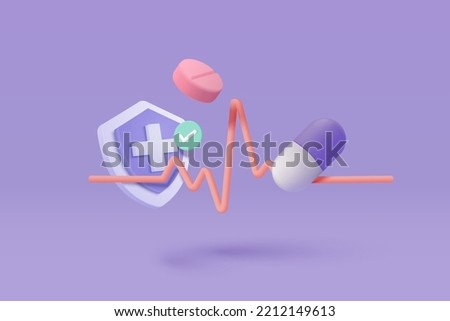 3d pharmacy drug for health pharmaceutical on purple background. Cartoon minimal of first aid and health care. Medical symbol of emergency help. 3d aid medicine icon vector render illustration