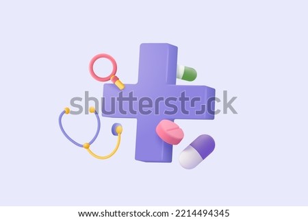 3d pharmacy drug for health pharmaceutical. pharmacy health icon of first aid and health care. Medical 3d symbol of emergency help. 3d aid medicine first care icon vector render illustration