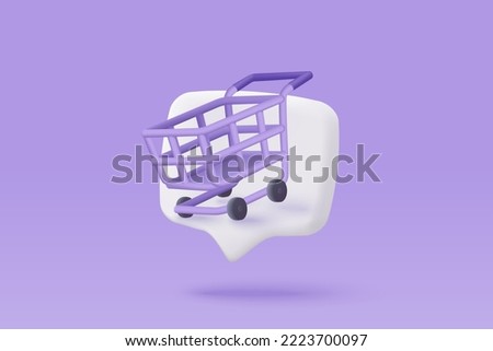 3d vector render online shopping bag for product add to card on website. Cartoon icon isolated on background with commercial market. 3d icon vector and shop purchase basket retail store on e-commerce
