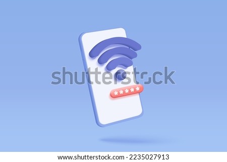 3d wireless access connection and sharing network on internet. Hotspot access point for digital and online coverage. Broadcasting area 3d with WiFi. 3d wifi signal icon rendering vector illustration