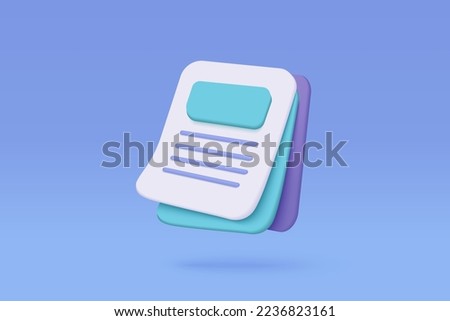 3d document article task management todo check list summary, efficient work on project plan 3d concept, assignment and exam, productivity solution icon. 3d article icon vector render illustration