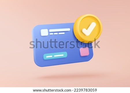 3D credit card money financial for online shopping, online payment credit card 3d on bank account with payment protection. 3d business finance vector icon render illustrator for shopping on e-commerce