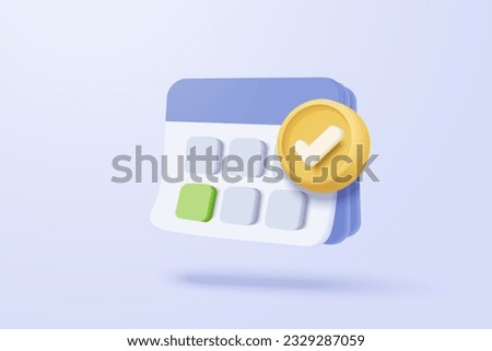 3d icon calendar marked date and time for reminder day. Calendar with todo list for schedule appointment, event day, holiday planning time 3d concept. 3d alarm icon vector render illustration