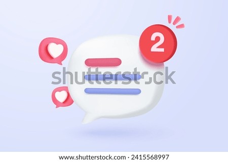 3D speech bubbles symbol on social media icon isolated on pastel background. Comments thread mention or user reply sign with social media. 3d speech bubbles icon vector with shadow render illustration